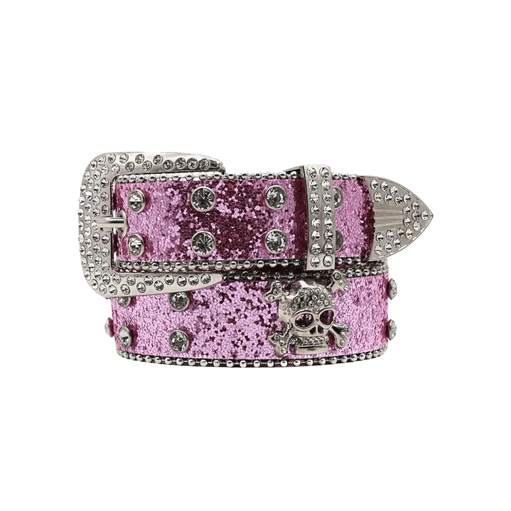 Rhinestone Skull Belt - D N A WeaDWeaR