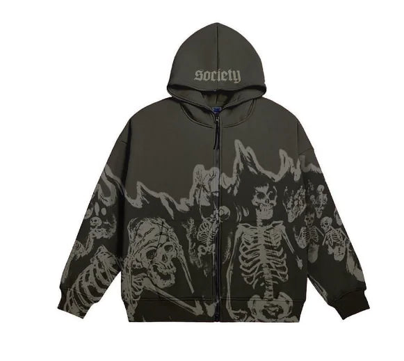 Streetwear Skull Print Hoodies - D N A WeaDWeaR