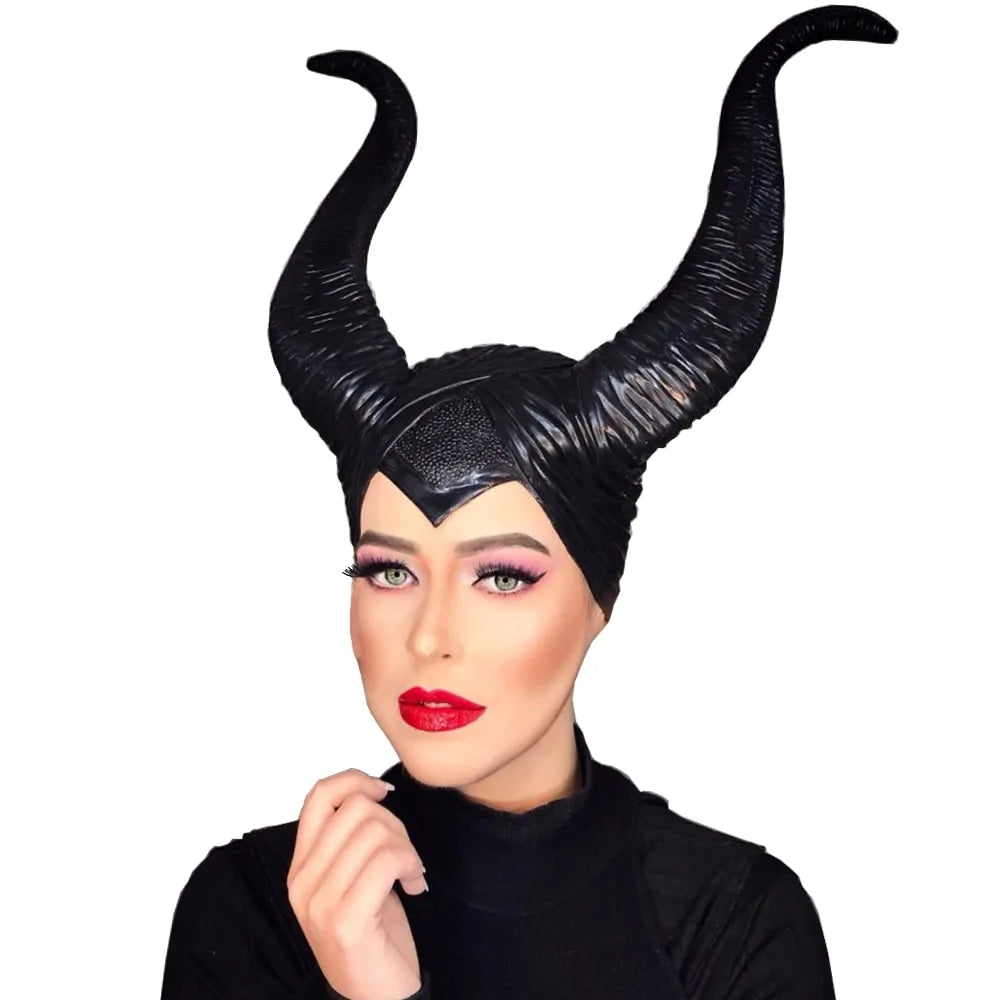 Girls Horns Hat Black Queen Cosplay Headpiece - D N A WeaDWeaR