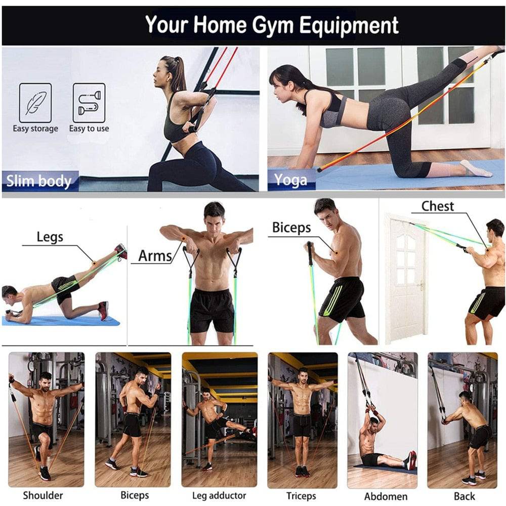 Fitness Exercises Resistance Bands Set - D N A Fitness&Beauty